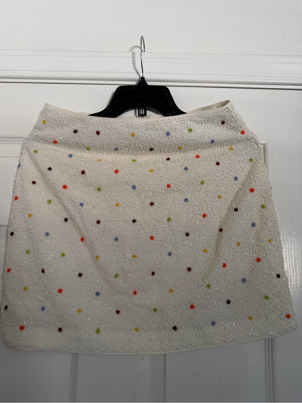 & Other Stories Cream Mini Skirt with Multicolor Beaded Dots